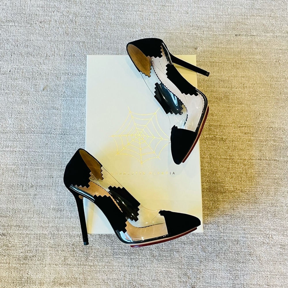 Charlotte Olympia Montana Suede/PVC Heels